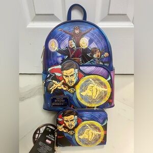 Loungefly Marvel Dr Strange Multiverse Mini Backpack and Wallet BUNDLE